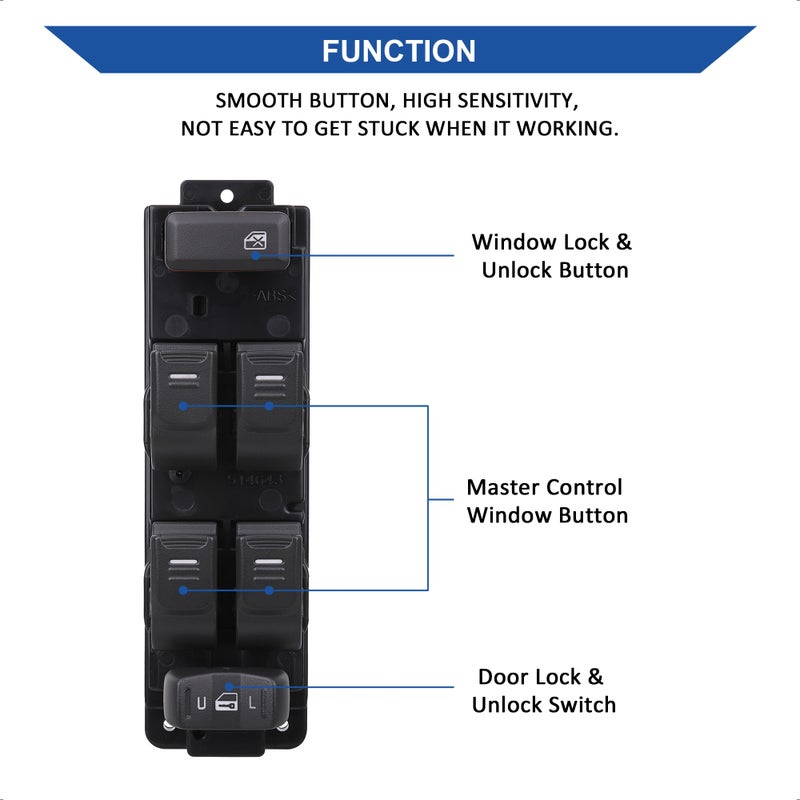 AiYiGu Master Power Window Switch Front Left Driver Side Compatible with 2008-2012 Chevrolet Chevy Colorado/ 2004-2012 GMC Canyon/ 2008-2010 Hummer H3/ 2009-2010 Hummer H3T, Replaces OE 25779767 - Image 2